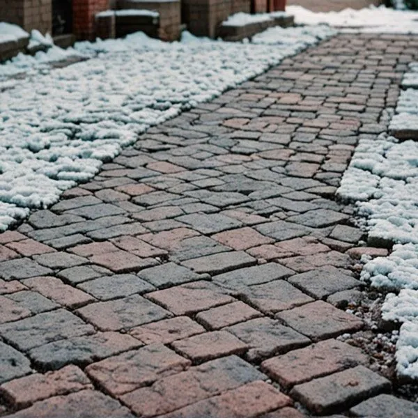 Тротуарная плитка зимой