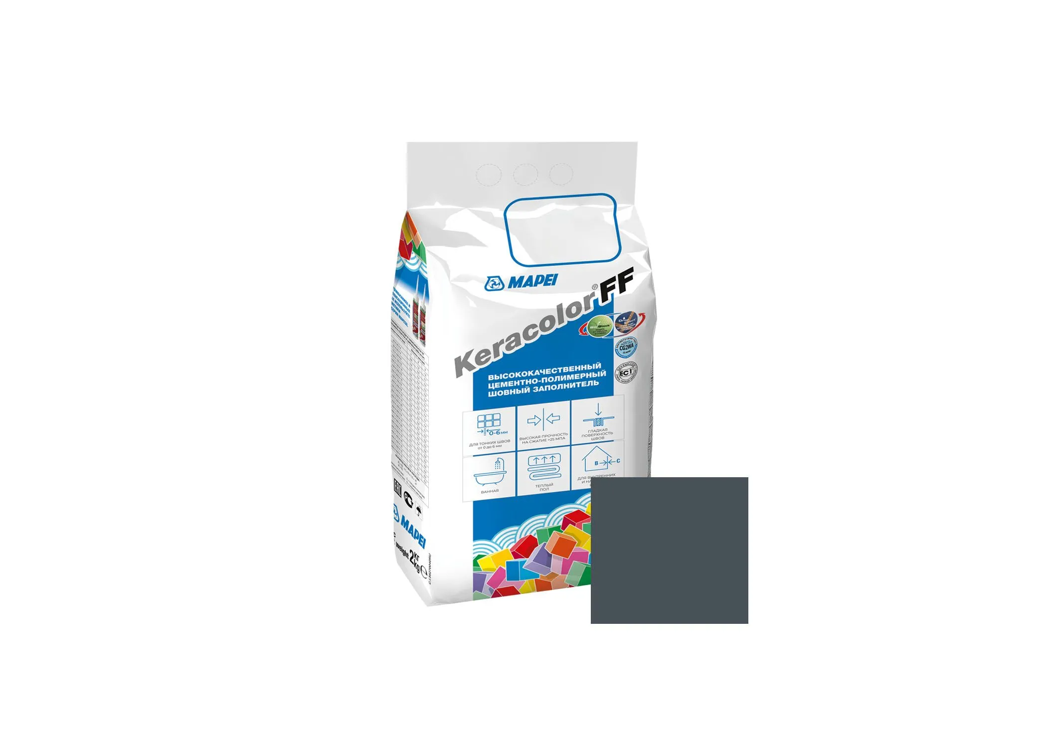 Затирка швов Mapei Keracolor FF №114 2кг Антрацит – купить по низкой цене в Тюмени в интернет-магазине Стройснаб Затирка швов Mapei Keracolor FF №114 2кг Антрацит