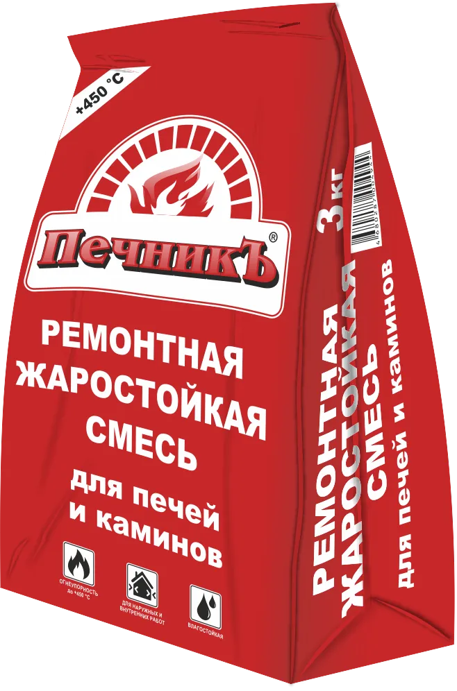 Ремонтная жаростойкая смесь для печей и каминов Печникъ, 3кг – купить по низкой цене в Тюмени в интернет-магазине Стройснаб Ремонтная жаростойкая смесь для печей и каминов Печникъ, 3кг