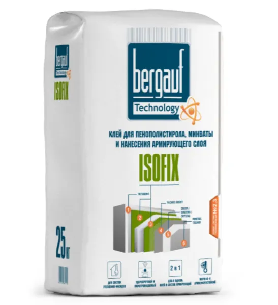 Клей для теплоизоляции Бергауф Isofix для теплоизоляции 25кг