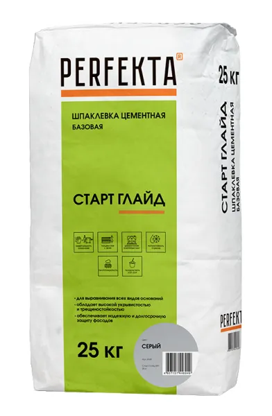 Шпаклевка цементная Перфекта Старт Глайд МН базовая серая 25 кг