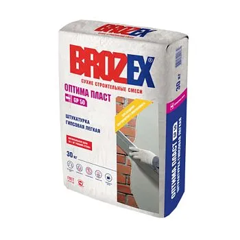 Штукатурка гипсовая GP 50 Оптима Пласт Легкая 30 кг BROZEX