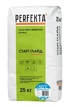 Шпаклевка цементная Перфекта Старт Глайд базовая зимняя серая 25 кг