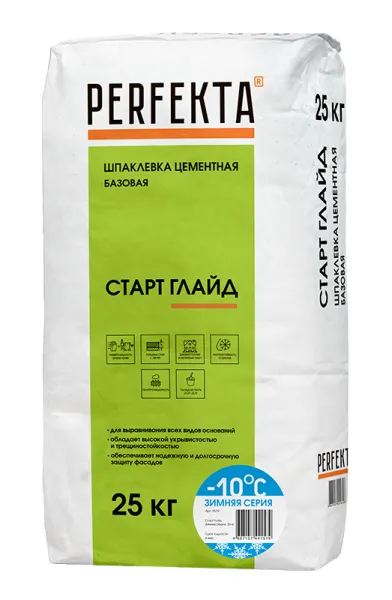 Шпаклевка цементная базовая Старт Глайд Зимняя серия, 25 кг