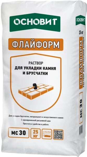 Раствор для укладки камня с одновременной расшивкой шва, белый ОСНОВИТ ФЛАЙФОРМ MC30 W в Тюмени