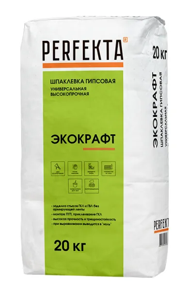 0466 Шпаклевка гипсовая универсальная высокопрочная Экокрафт, 20 кг