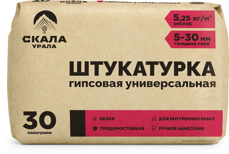 Штукатурка гипсовая универсальная СКАЛА УРАЛА 30кг – купить по низкой цене в Тюмени в интернет-магазине Стройснаб Штукатурка гипсовая универсальная СКАЛА УРАЛА 30кг