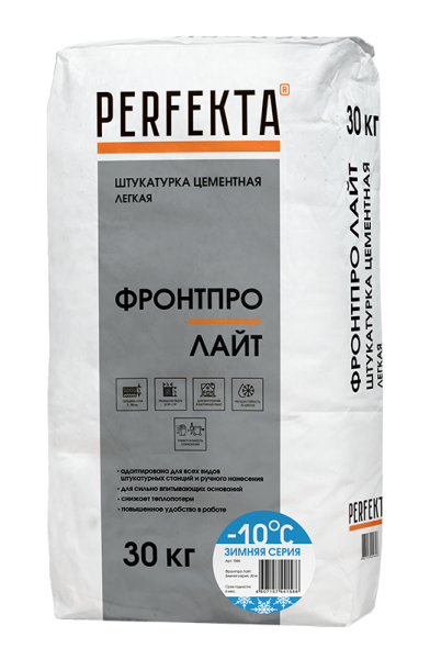 PERFEKTA Штукатурка цементная легкая Фронтпро Лайт Зимняя серия, 30 кг – купить по низкой цене в Тюмени в интернет-магазине Стройснаб PERFEKTA Штукатурка цементная легкая Фронтпро Лайт Зимняя серия, 30 кг