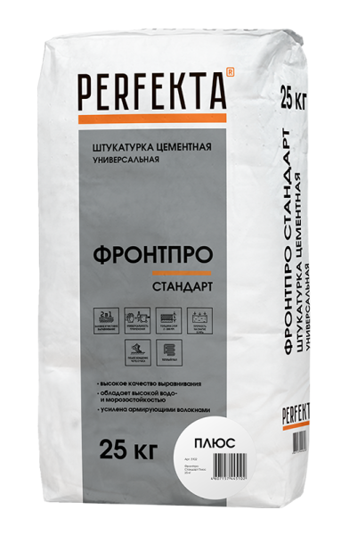 PERFEKTA Штукатурка цементная универсальная тонкослойная Фронтпро Стандарт Плюс, 25 кг – купить по низкой цене в Тюмени в интернет-магазине Стройснаб PERFEKTA Штукатурка цементная универсальная тонкослойная Фронтпро Стандарт Плюс, 25 кг