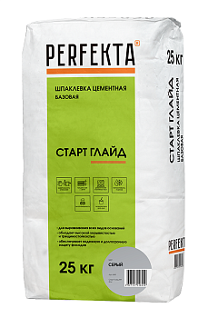 PERFEKTA Шпаклевка цементная базовая Старт Глайд МН серый, 25 кг