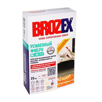 Клей для плитки KS 111 Усиленный ФИБРО BROZEX класс C1 Т S1 25кг