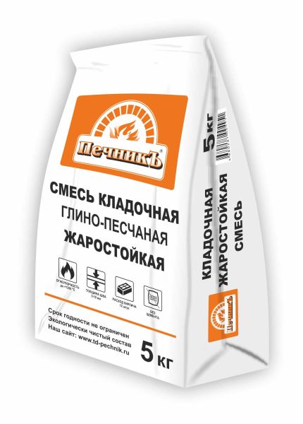 Смесь кладочная глино-песчаная жаростойкая Печникъ, 5кг – купить по низкой цене в Тюмени в интернет-магазине Стройснаб Смесь кладочная глино-песчаная жаростойкая Печникъ, 5кг