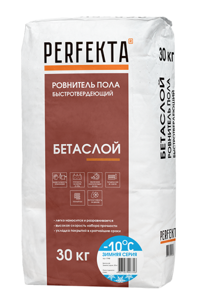 PERFEKTA Ровнитель толстослойный быстротвердеющий Бетаслой Зимняя серия, 25 кг