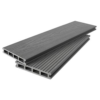 Террасная доска AIWOOD 140*22 брашированная двусторонняя (текстура 3D+3D), Серый