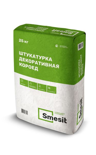 Штукатурка декоративная КОРОЕД Smesit, 25кг – купить по низкой цене в Тюмени в интернет-магазине Стройснаб Штукатурка декоративная КОРОЕД Smesit, 25кг
