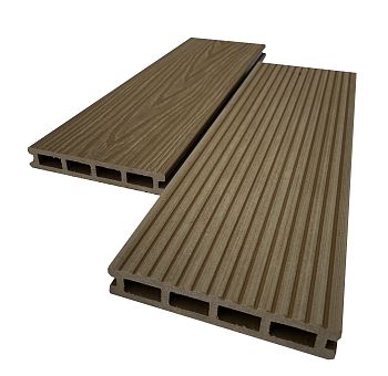 Террасная доска AIWOOD 150*25 брашированная двусторонняя (текстура 3D--Вельвет), Орех