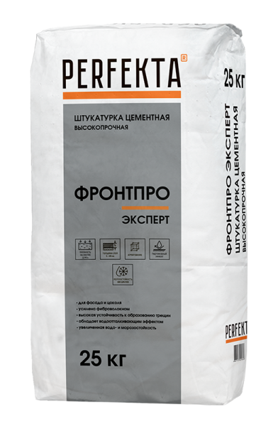 PERFEKTA Штукатурка цементная высокопрочная Фронтпро Эксперт, 25 кг – купить по низкой цене в Тюмени в интернет-магазине Стройснаб PERFEKTA Штукатурка цементная высокопрочная Фронтпро Эксперт, 25 кг